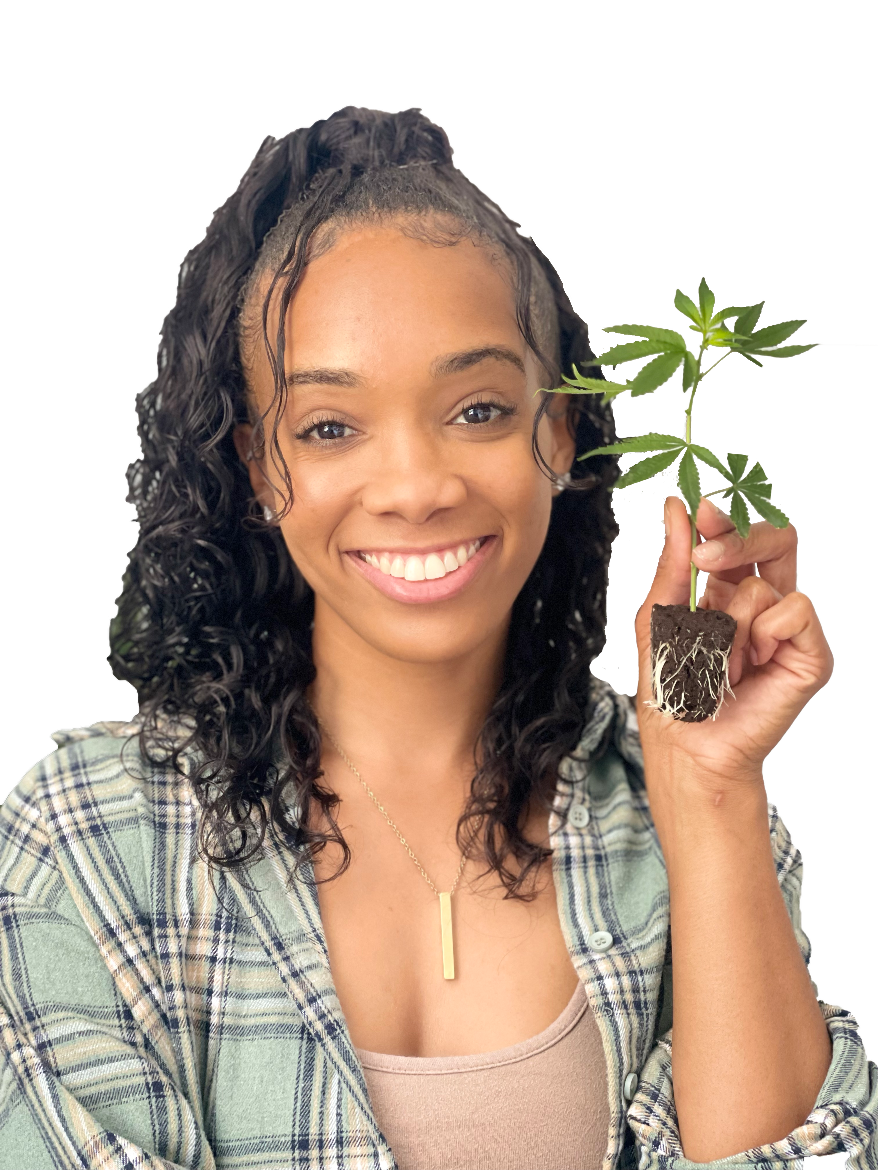 Meli holding cannabis clones
